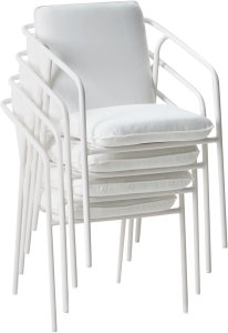 Zestaw 8 krzeseł ogrodowych z poduszkami ASCIANO Metal Biały 8