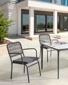 Zestaw 8 krzeseł ogrodowych z poduszkami TACENO Metal Szary 4