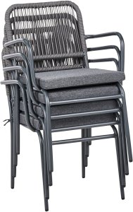 Zestaw 8 krzeseł ogrodowych z poduszkami TACENO Metal Szary 8