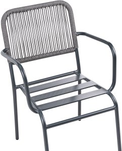 Zestaw 8 krzeseł ogrodowych z poduszkami TACENO Metal Szary 10