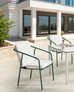 Zestaw 8 krzeseł ogrodowych z poduszkami ASCIANO Metal Zielony 4