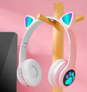 Słuchawki Bezprzewodowe Nauszne Dla Dzieci Z Uszami Kocie Uszy Bluetooth 2