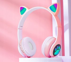 Słuchawki Bezprzewodowe Nauszne Dla Dzieci Z Uszami Kocie Uszy Bluetooth 6