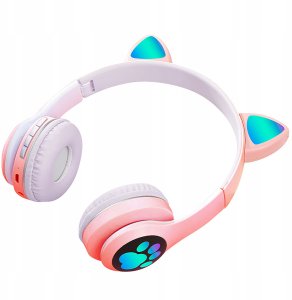 Słuchawki Bezprzewodowe Nauszne Dla Dzieci Z Uszami Kocie Uszy Bluetooth 8