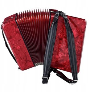 Czerwony Akordeon Klawiszowy Startone 48 Basów MKII 26 Klawiszy+ Torba Nowy 3