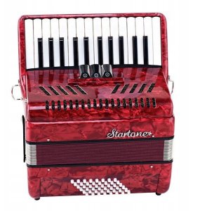 Czerwony Akordeon Klawiszowy Startone 48 Basów MKII 26 Klawiszy+ Torba Nowy 4
