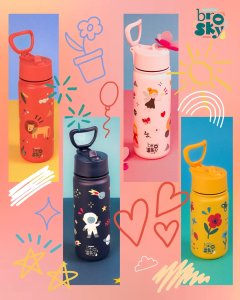 Brosky Kids Granatowa butelka na wodę dla dzieci w motyw kosmosu 550 ml 4