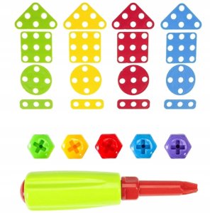 Klocki konstrukcyjne w pudełku, układanka do przykręcania, 96 elementów 2