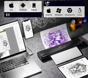 TATTMUSE Drukarka do tatuażu Bluetooth 10 arkuszy papieru czarna nowa 2