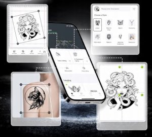 TATTMUSE Drukarka do tatuażu Bluetooth 10 arkuszy papieru czarna nowa 3