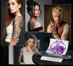 TATTMUSE Drukarka do tatuażu Bluetooth 10 arkuszy papieru czarna nowa 5