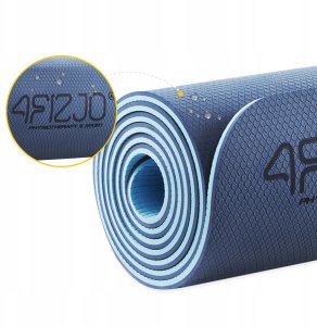 Mata do jogi i ćwiczeń fitness TPE10mm granat/niebieski 6