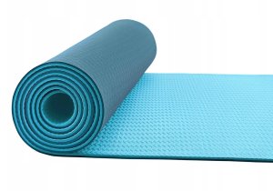 Mata do jogi i ćwiczeń fitness TPE10mm granat/niebieski 8