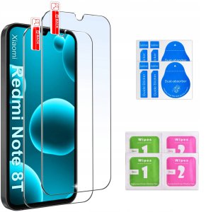 ZESTAW Etui do Xiaomi Redmi Note 8T Matowe Czarne Silikon Slim +2 SZT SZKŁO 8