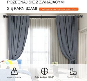 Vevor KARNISZ PODWÓJNY METALOWY REGULOWANY 92-183 cm 2
