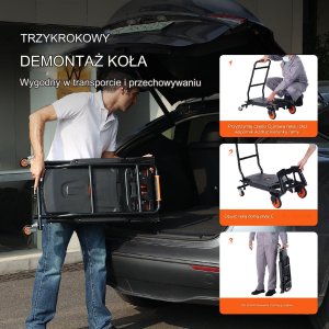 Wózek transportowy aluminiowy 136 kg 2w1 składany - wózek/platforma 8