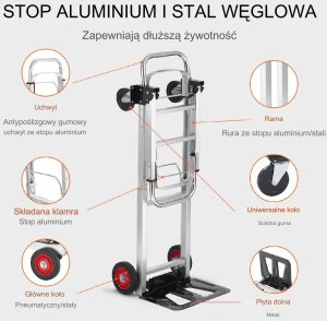 Wózek transportowy magazynowy składany aluminiowy 181 kg 8