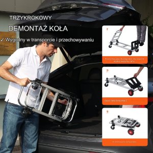 Wózek transportowy magazynowy składany aluminiowy 181 kg 9