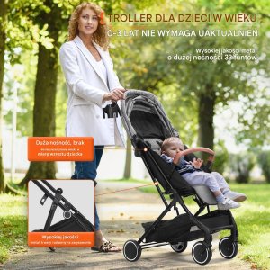 Składany Wózek Spacerowy dla Dzieci 03 lata Szary 5