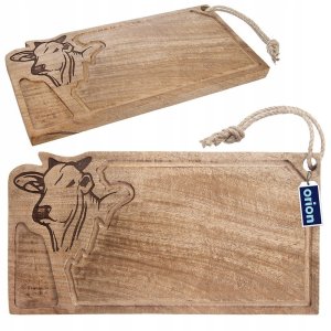 Deska Mangowiec ORION 45 x 22 cm z Rowkiem i Głową Byka do Serwowania 2