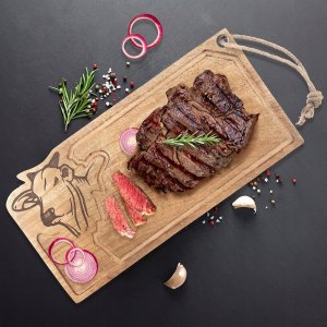 Deska Mangowiec ORION 45 x 22 cm z Rowkiem i Głową Byka do Serwowania 4