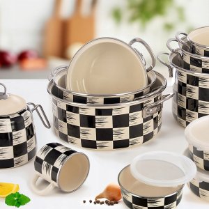 Garnek emaliowany SZACHOWNICA 18 cm, 1,5 l 3