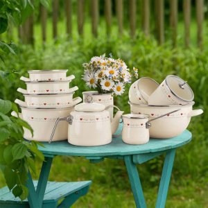 Garnek emaliowany kremowy TONCA 24 cm, 4 l 5