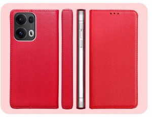 ETUI Z KLAPKĄ DO OPPO RENO13 PRO 5G CZERWONE ZAMYKANE MAGNETYCZNE KABURA 6