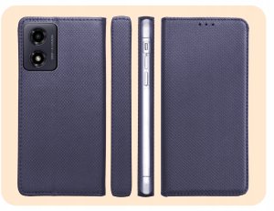 Hello Case ETUI Z KLAPKĄ DO MOTOROLA MOTO G04 / G24 / POWER / E14 GRANATOWE ZAMYKANE 6