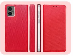 ETUI Z KLAPKĄ DO MOTOROLA MOTO E22 / E22I CZERWONE MAGNETYCZNE ZAMYKANE 6