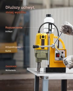 Wiertnica magnetyczna 1400W 1250N 800obr do stali wiertarka stołowa 12
