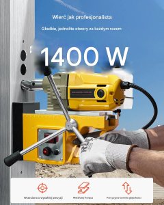 Wiertnica magnetyczna 1400W 1250N 800obr do stali wiertarka stołowa 8