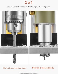 Wiertnica magnetyczna 1400W 1250N 800obr do stali wiertarka stołowa 9