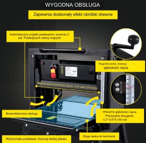 Strugarka grubościówka 13" 2000W z podstawą i odprowadzeniem wiórów 7