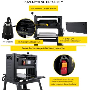 Strugarka grubościówka 13" 2000W z podstawą i odprowadzeniem wiórów 9