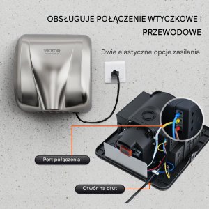 Vevor Elektryczna suszarka do rąk automatyczna cicha 1800W 5