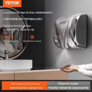 Vevor Elektryczna suszarka do rąk automatyczna cicha 1800W 7