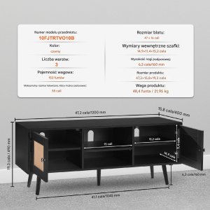 Szafka RTV do Telewizorów 55" Czarna 2