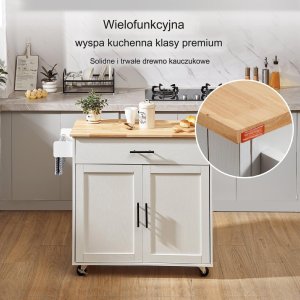 Wyspa kuchenna stół barowy regał szafka kredens na kółkach 119x70cm 11