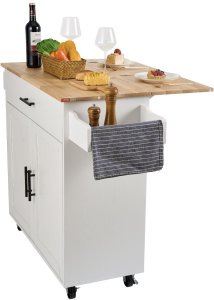Wyspa kuchenna stół barowy regał szafka kredens na kółkach 119x70cm 3