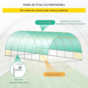 Szklarnia ogrodowa tunel foliowy 6,1x 3x2,1 m 2