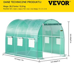 Tunel foliowy ogrodowy szklarnia 3x2x2 m 7