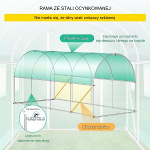 Szklarnia ogrodowa tunel foliowy 4,6x 2,1x2,1 m 2