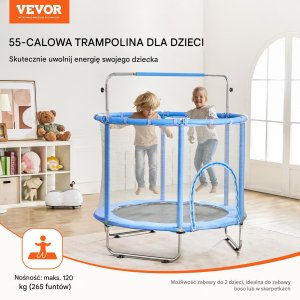 Trampolina mała domowa dla dzieci do domu i ogrodu z siatką 147 cm 3