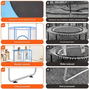 Trampolina mała domowa dla dzieci do domu i ogrodu z siatką 147 cm 5