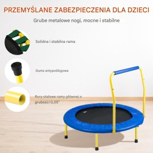 Trampolina domowa do ćwiczeń z poręczą dla dorosłych i dzieci 92 cm 6