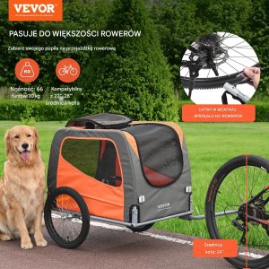 Vevor Przyczepka rowerowa dla psa do przewozu transporter do 30 kg 5