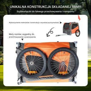 Vevor Przyczepka rowerowa dla psa do przewozu transporter do 30 kg 7