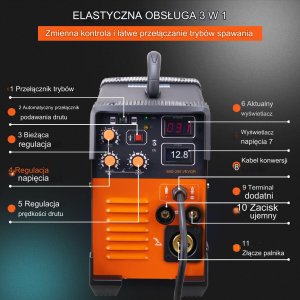 Vevor Spawarka inwertorowa Przecinarka plazmowa 250A 220V MIG/MMA/TIG 13
