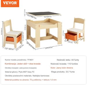 Zestaw Mebli dla Dzieci Stolik i 2 Krzesełka 8